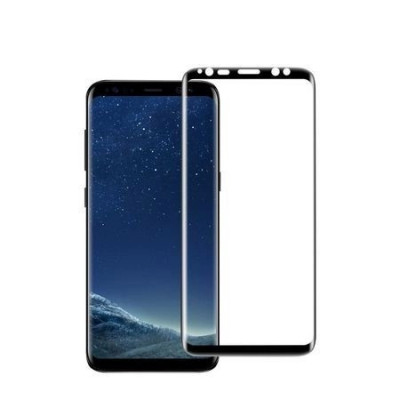 Folie Sticla Curbata Flippy compatibila cu Samsung Galaxy S8, cu lipici pe conturul negru, Full Face V2 Negru foto