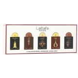 Lattafa Pride Collection 4 - Set Cadou 5 x 20 ml (Art of Arabia III 20 ml + Ajwaa 20 ml + Al Qiam Gold 20 ml + Masa 20 ml + Brioche Vanille 20 ml), Un