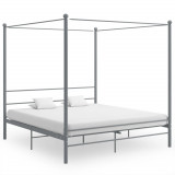 Cadru de pat cu baldachin, gri, 180x200 cm, metal GartenMobel Dekor, vidaXL