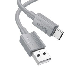 Cablu pentru iPhone 15/16 si Android, USB la Type-C, Hoco X107, Putere 3A, 1m, Silicon, Gri
