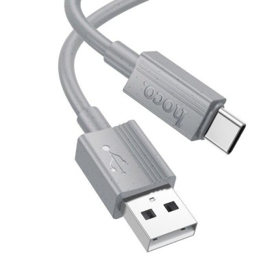Cablu pentru iPhone 15/16 si Android, USB la Type-C, Hoco X107, Putere 3A, 1m, Silicon, Gri foto