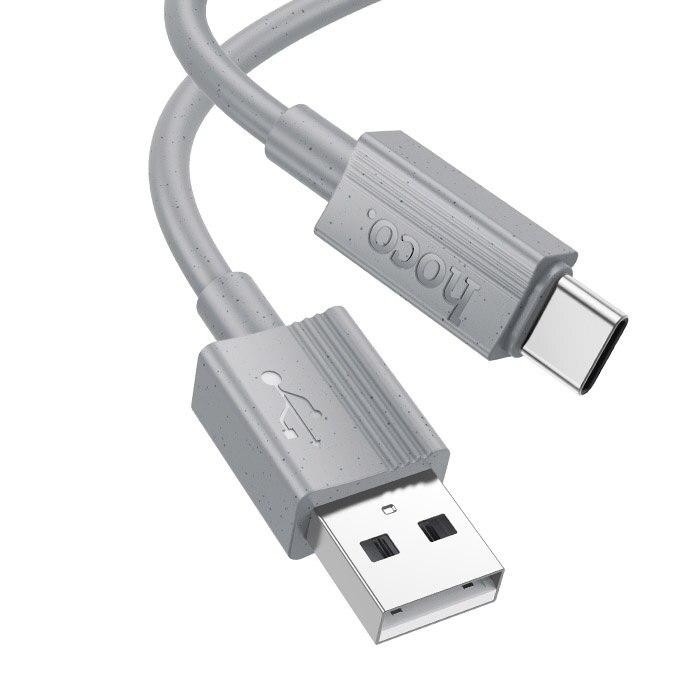 Cablu pentru iPhone 15/16 si Android, USB la Type-C, Hoco X107, Putere 3A, 1m, Silicon, Gri
