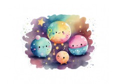 Sticker decorativ Planete, Multicolor, 76 cm, 5857ST foto