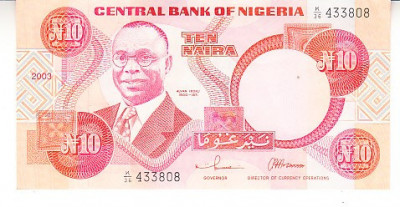 M1 - Bancnota foarte veche - Nigeria - 10 naira - 2003 foto