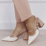 Pantofi bej cu model impletit H8-1095 01