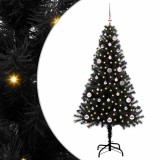 vidaXL Brad de Crăciun cu 150 LED cu suport Negru 150 cm PVC 3396467