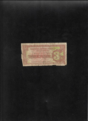 Rar! British armed forces special voucher 3 pence 1948 uzata foto