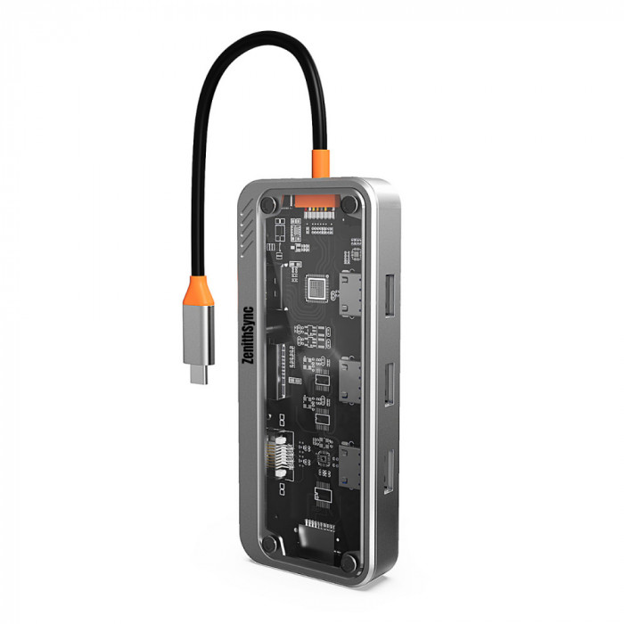 Hub Adaptor Multiport 10 in 1 ZenithSync&reg;, ORIGINAL, USB 3.0-5Gbps