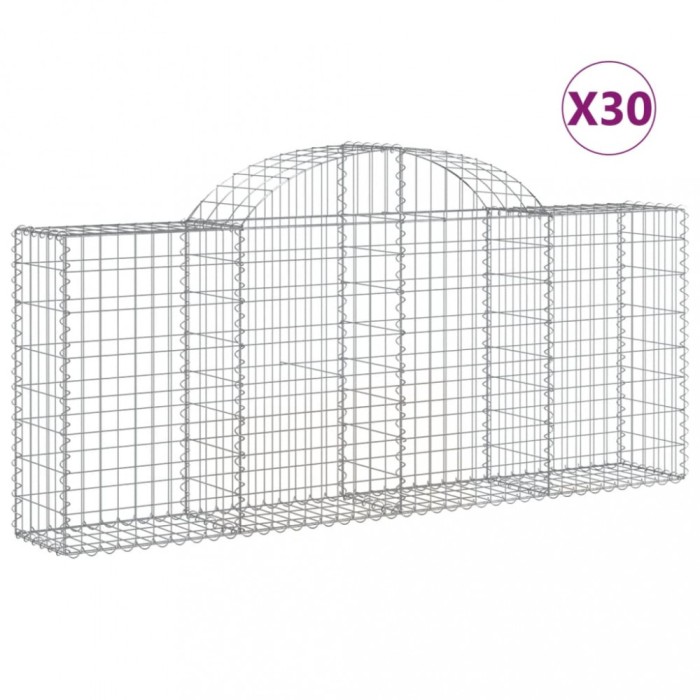 Cosuri gabion arcuite 30 buc, 200x30x80/100 cm, fier galvanizat