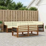 vidaXL Set de canapele de exterior cu pernă 7 pcs Natural și Crem 3382643