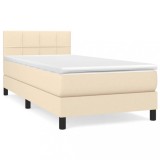 Cumpara ieftin Pat box spring cu saltea, crem, 90x200 cm, textil