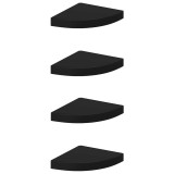 Cumpara ieftin Rafturi coltar suspendate, 4 buc., negru, 25x25x3,8 cm, MDF