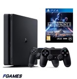Consola Sony Playstation 4 Slim Ps4 1tb + Doua Controllere + Star Wars Battlefront Ii PlayStation 4, Second-Hand