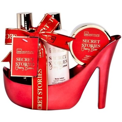 Set gel dus, lotiune corp si crema maini Secret Stories Cherry Blosom Shoe, IDC Institute 44019, 410 ml foto