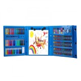 Set Complet de Pictura si Desen cu 208 Piese - Carioci, Creioane Colorate, Pasteluri de Ulei si Acuarele, Cutie Albastra Compacta