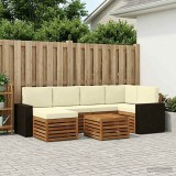 vidaXL Set Canapea Sectionala Exterior Lemn Acacia Natural Crem 7 Bucati