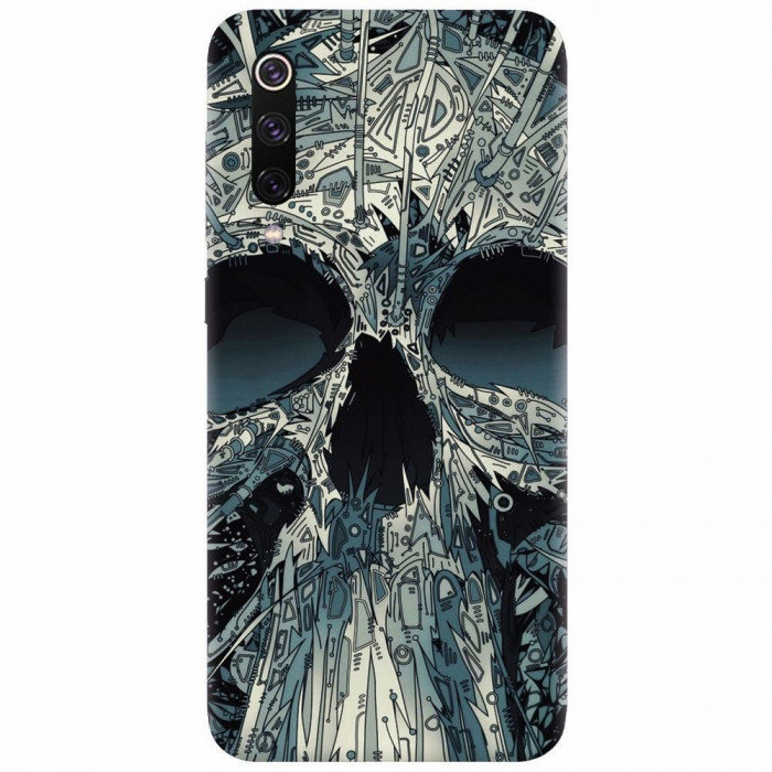 Husa silicon pentru Xiaomi Mi 9, Abstract Skull Artwork Illustration