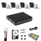 Sistem supraveghere Hikvision, 4 camere 5MP, Infrarosu 20m, DVR, HDD 500GB, Accesorii montaj inlcuse, Vizualizare imagini pe mobil SafetyGuard Surveil