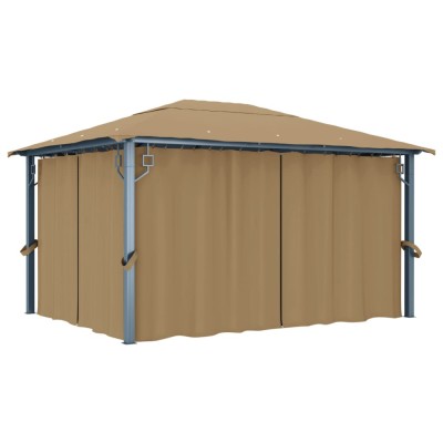 Gossi pavilion cu perdele, gri taupe, 400 x 300 cm, aluminiu foto