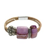 Bratara dama din pluta cu pietre ceramice mov