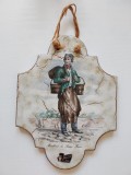 Placa ceramica decorativa Silberdistel Fayencen Hand Made Germany 20x15cm