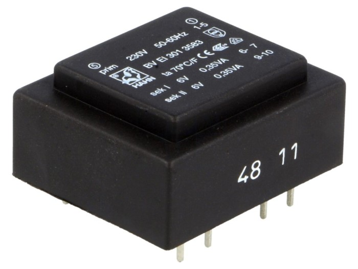 Transformator &icirc;ncapsulat 230V 6V PCB