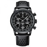 Cumpara ieftin Ceas barbatesc Olevs Quartz Analog Piele Cronograf Casual Negru