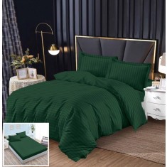 Lenjerie De Pat Damasc O Persoana Dragusin Xf003, Bumbac, 4 Piese, Cu Elastic, Verde