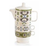 Cumpara ieftin Set ceainic, 2 cesti portelan multicolor Maiolica 14x8x20 cm, 320 ml, 190 ml