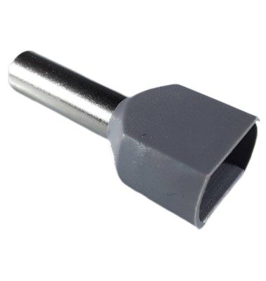 Set 100 pini terminali dubli izolati 4mm &amp;sup2; gri ferule cupru 21mm foto