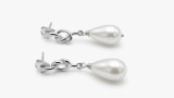 Cumpara ieftin CERCEI ARGINT 925 CU PERLE DROP SI NODUL IUBIRII - ELEGAN