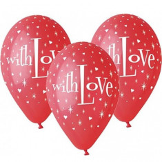 Set 5 baloane premium cu inscriptie With Love 30 cm