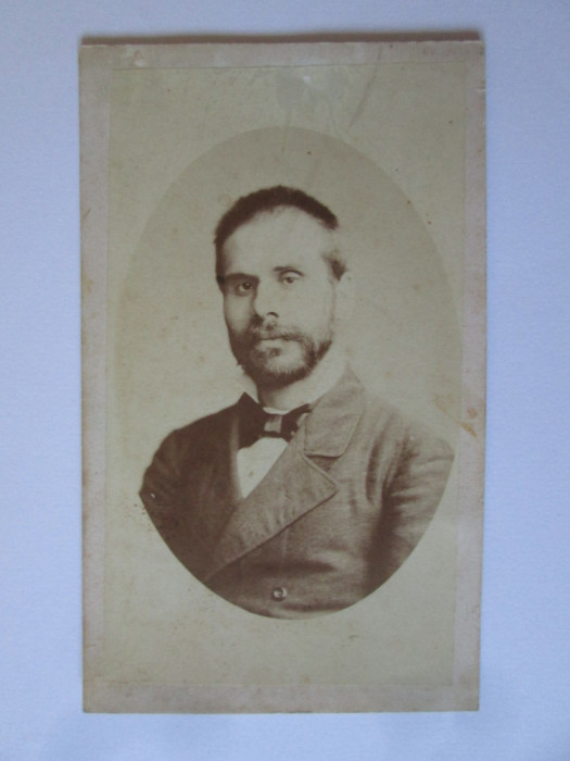 Fotografie pe carton cu autograf 105 x 63 mm Franz Duschek-Bucuresci 1876