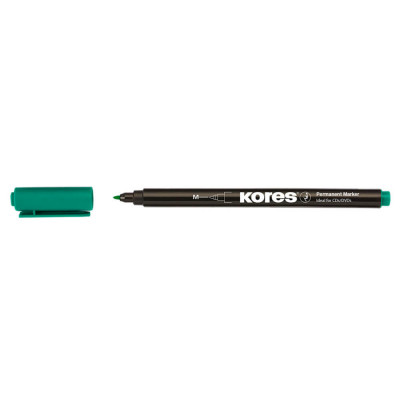 Marker Permanent Kores, Varf Rotund, 1 mm, Verde, pentru CD/DVD, Markere Permanente, Marker Verde Permanent, Markere Verzi Permanente, Marker Kores, M foto