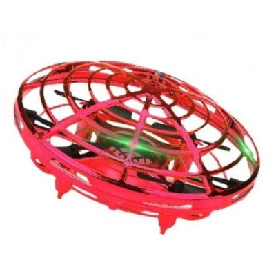 Jucarie zburatoare UFO cu senzori, material ABS, LED, rosu, 4.5x4.5x2 inch foto