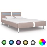 Cumpara ieftin Cadru de pat cu LED fara saltea Cappuccino 135x190 cm
