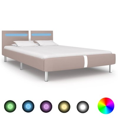 Cadru de pat cu LED fara saltea Cappuccino 135x190 cm foto
