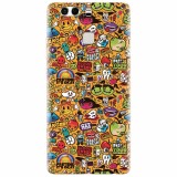 Husa silicon pentru Huawei P9 Plus, Colorful Sticker Illustrations