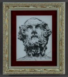 Homer &ndash; desen &icirc;n creion, portret bust clasic