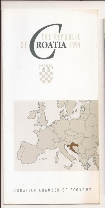 The Republic of Croatia - Pliant turistic, 1994