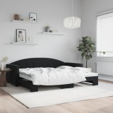 VidaXL Pat de zi cu extensie, negru, 90x190 cm, catifea