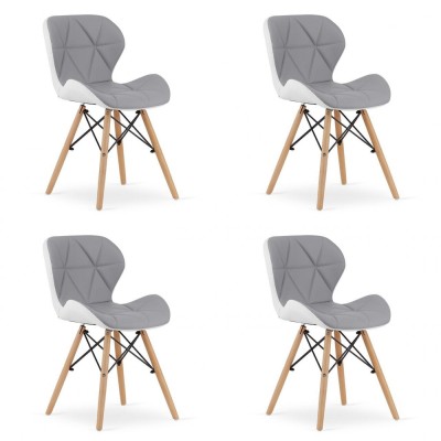 Set 4 scaune stil scandinav, Artool, Lago, piele ecologica, lemn, gri si alb, 47x52x73 cm foto