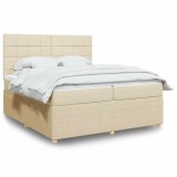 Cumpara ieftin Pat box spring cu saltea, crem, 200x200 cm, textil