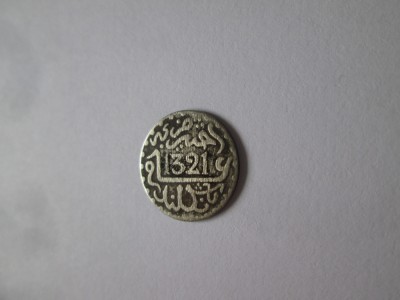 Rara! Maroc 1 Dirham 1321(1903) argint monetăria Tower Hill(Londra)-Abdul Aziz foto