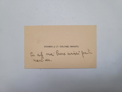 rara carte de vizita Doamna si Lt. Colonel Marin Manafu (1896-1977), Galati foto