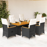 VidaXL Set mobilier de grădină cu perne, 7 piese, negru, poliratan 3276840