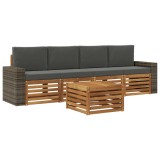 vidaXL Set de canapele de exterior cu pernă 5 pcs Natural și Antracit 3384008