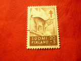 Timbru Finlanda 1957 Crucea Rosie- Fauna , 20+3m ,stampilat