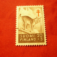 Timbru Finlanda 1957 Crucea Rosie- Fauna , 20+3m ,stampilat