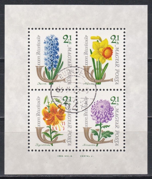 Ungaria 1963 - Flori - Ziua Timbrului, Colita, Stampilat